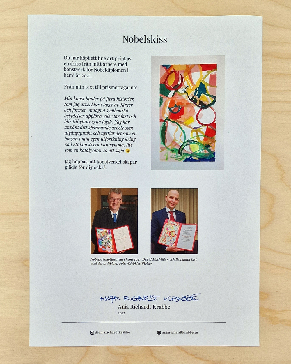 Nobel_edition_no13_info Nobelpris skiss fine art print intyg