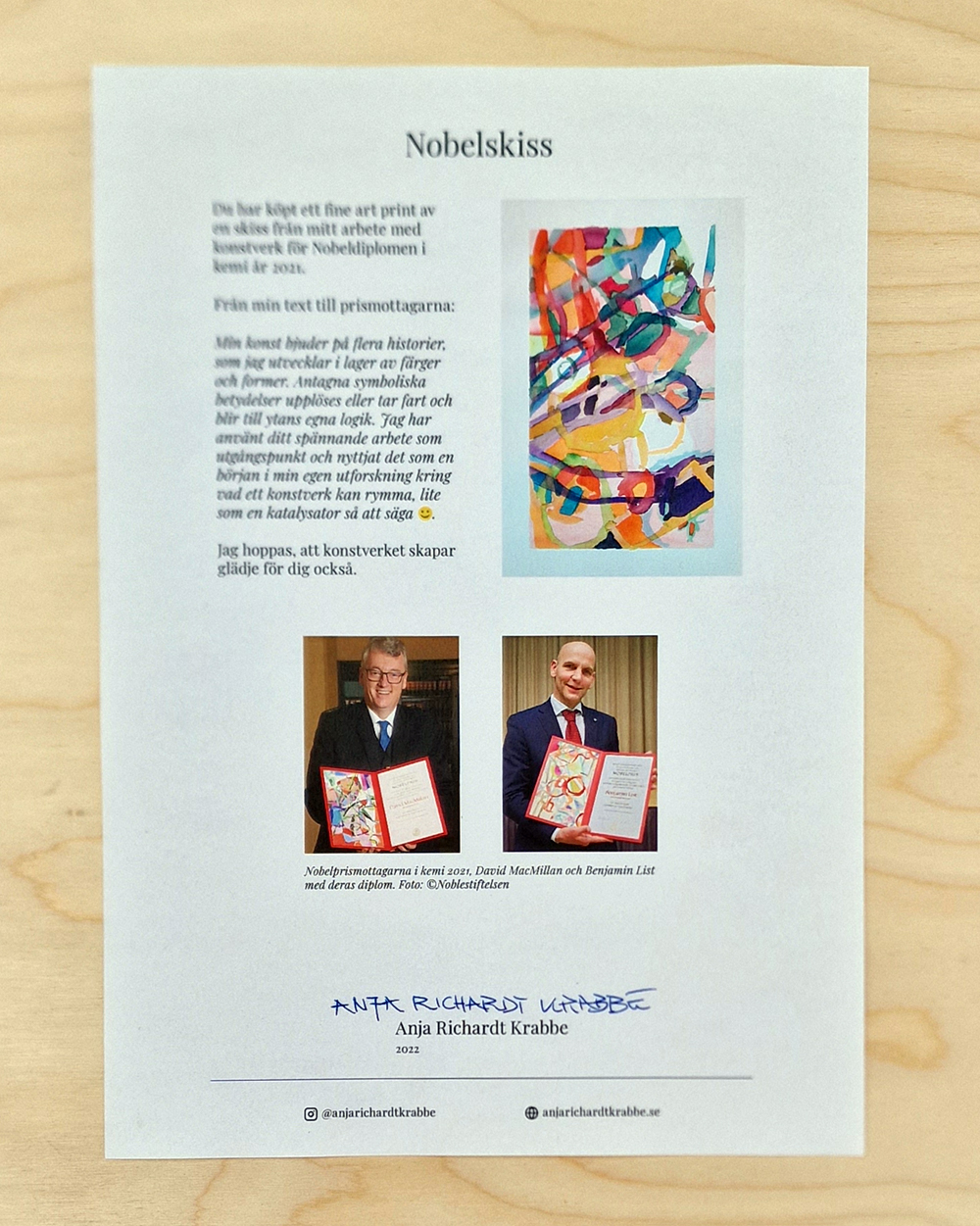Nobel_edition_no7_info Nobelpris skiss fine art print intyg