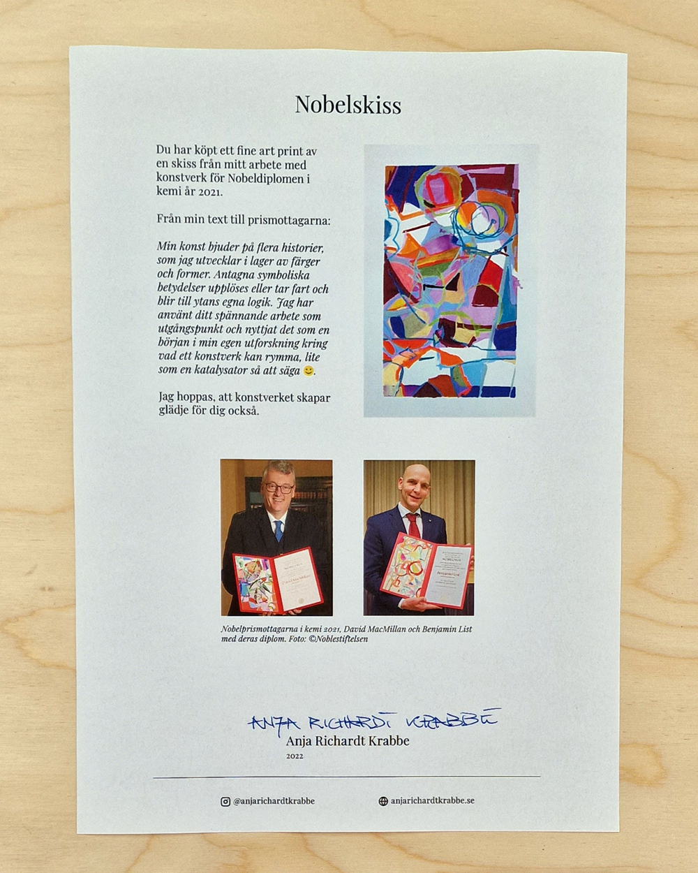 Nobel_edition_no9_info Nobelpris skiss fine art print intyg