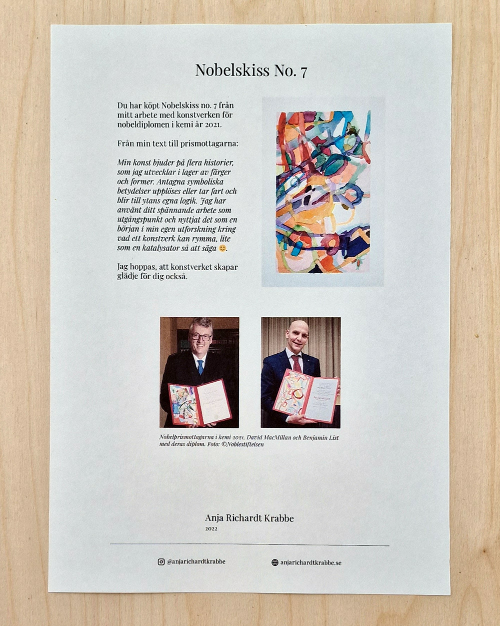 NOBEL_ORI_no7_info original Nobelpris skiss till diplom Anja Richardt Krabbe